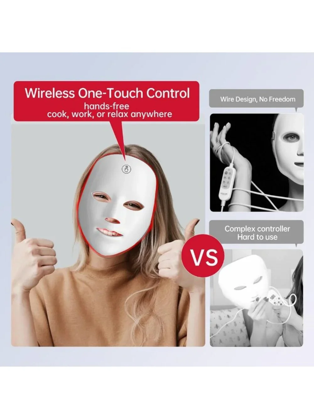 7 Color Red Light Facial Mask - Portable, Cordless At-Home Skincare Device